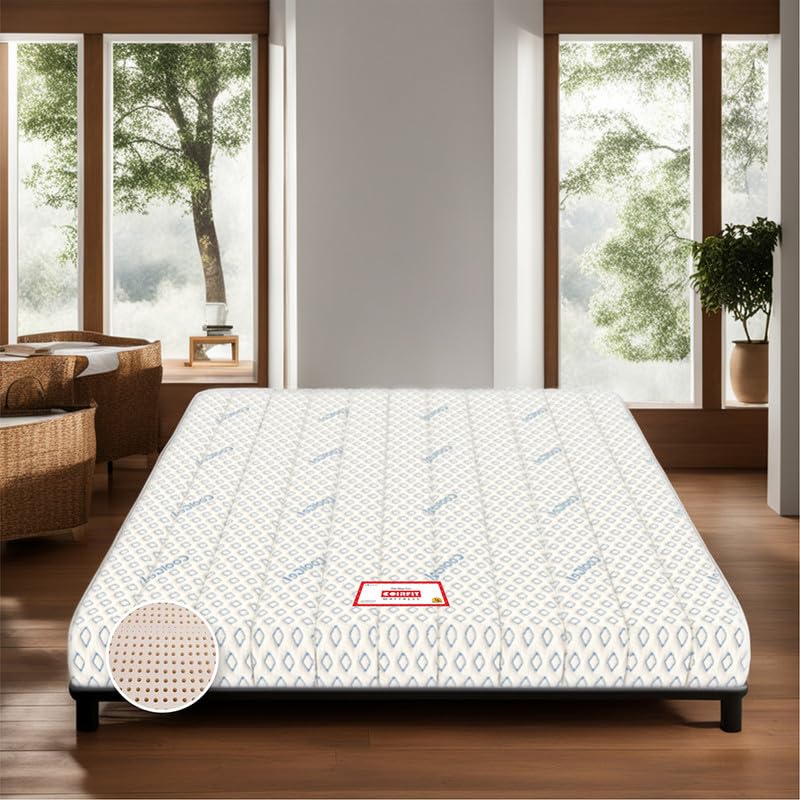 COIRFIT BIOLIFE 7-Zone 100% Natural 10 inch Queen Latex Mattress| Talalay Technology|Cool Gel Mattress |10 Years Warranty, (84x66x10 inches)