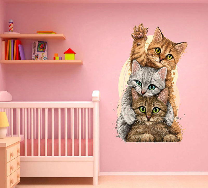 Merical Funny Cats| Size 70 X 47Cms | Wall Stickers for Home, Hall, Bedroom, Kitchen and Living Room