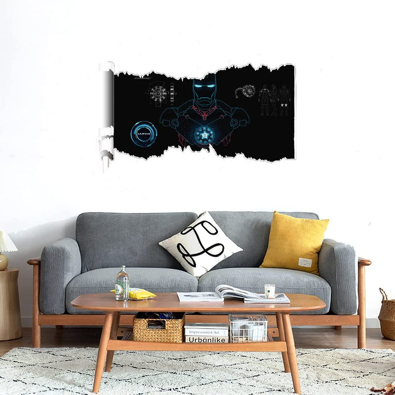 GADGETS WRAP Printed Wall Decal Sticker Scratched Paper Style Wall Decal (90cm x 50cm) - Ironman Jarvis