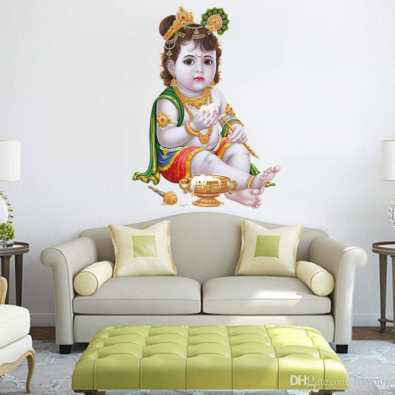 Rangoli Baby Krishna Combo Modern Art 200 Vinyl Large Wall Sticker- 50cm or 70cm cm, Pack of 2