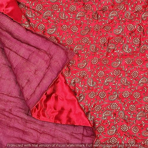 SIBLEY 220 TC Satin Cotton Single Bed Razai/Quilt Hand Stiched Jaipuri Silk rajai - RED (85X55 INCH)