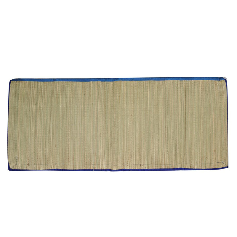 CRAFT OF INDIA - Foldable Mat Korai River Grass (5 X 6.5 ft, Blue Butter Satin Fabric) with 20MM Soft Foam Comfort Cushion and Portable Mattress