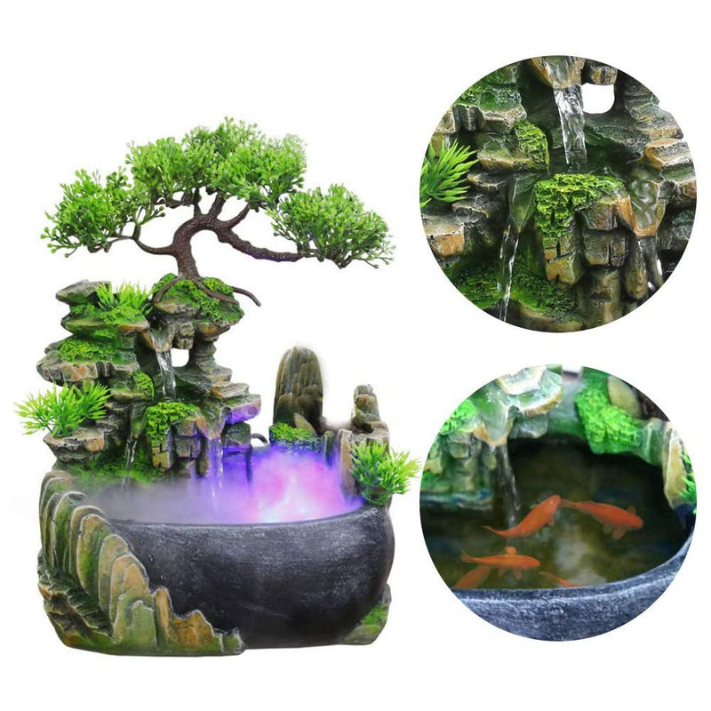 SURPRIZON Indoor Relaxation Desktop Fountain Waterfall with Rockery, Aquariums, Plant, Atomizing Humidifier, Perfect for Office, Home, Bedroom Desk Décoration