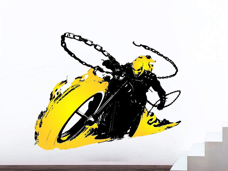 DivineDesigns™ Ghost Rider Yellow Wall Sticker | Sticker for Living Room, Bedroom, Office (Vinyl, Standard, Multicolour)