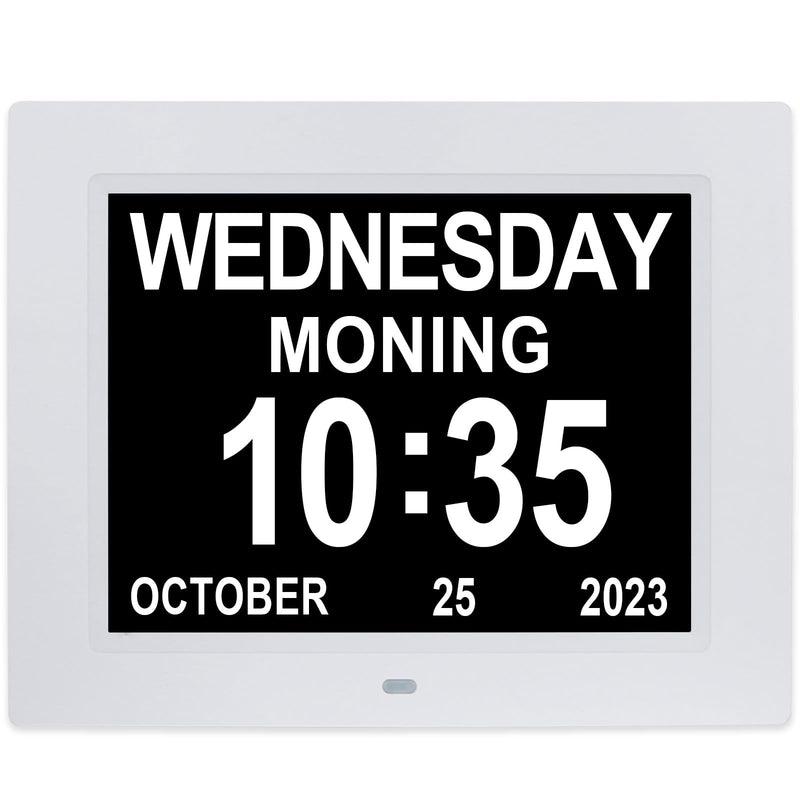 [2022 Newest] 7.5 Inch Extra Large Calendar Day Date Time Clock with Non-Abbreviated Day Month Dementia Clocks Perfect for Senior Elderly Impaired Vision Memory Loss