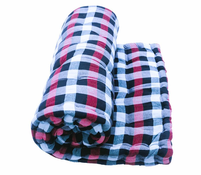 CHILLI BILLI 5 Inch Gadda Medium Soft Cotton Gingham Plaid Checkered Multicolour Mattress