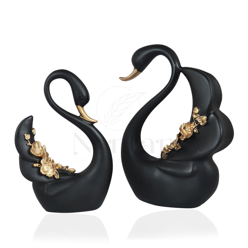 nantan Decorative Love Bird Showpiece Idol, Perfect for Home décor & Gift (Swan_Black)