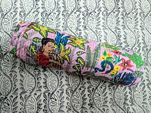 Fashion Hub Textile Work Creations Cotton Frida Kahlo Print Cotton Quilt Handmade Bed Cover/Blanket Bedspread/Bedsheet/Twin Kantha for Home Decor (Multicolour)