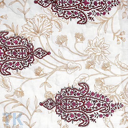 THROW KING Traditional Organic Cotton Soft Premium and Mughal Desing Print Single Bed Jaipuri Razai AC Quilt/Razai/Rajai/Blanket/Throw Floral Print, (60x90inch) (Maroon)