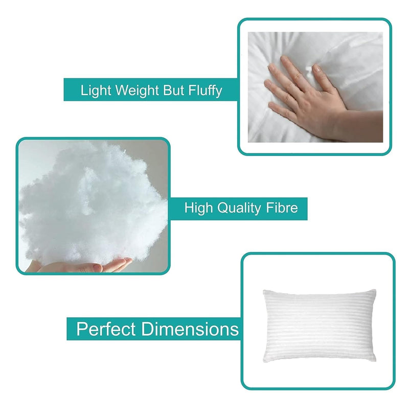 Habitat Rectangular 12x18 Inches Cushion, Set of 2, Leilani Microfiber Hotel Quality Premium Fibre Soft Cushion, Lumbar Pillow Filler - White