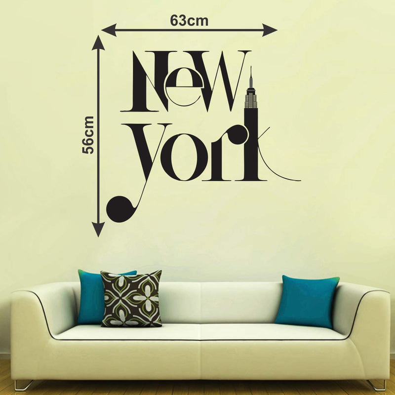 VCREATE DECOR New York Wall Sticker & Decal (PVC Vinyl,Size-58 Cm X 43 Cm)