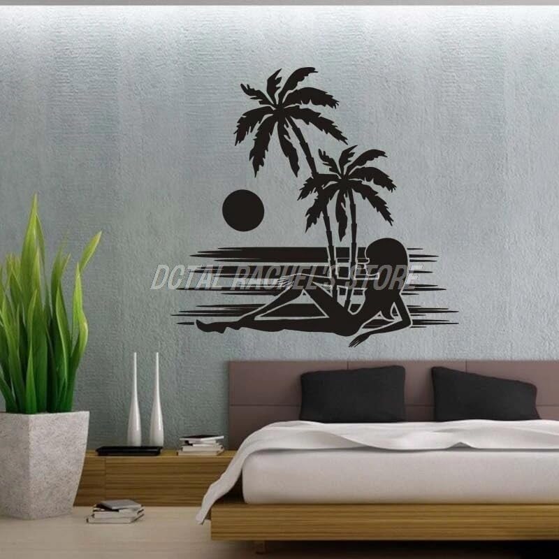 GADGETS WRAP Wall Decal Vinyl Sticker Tropical Island Lady Palm for Office Home Wall Decoration