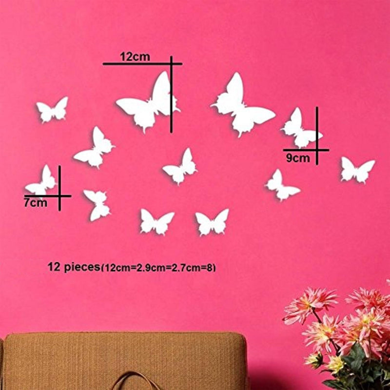 Jaamso Royals Red 3D Butterflies Self Adhesive Home Decor Wall Sticker 1 Combo Pack of 12 CM Piece (13 CM X 15 CM)