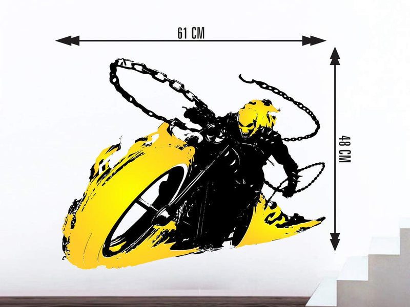 DivineDesigns™ Ghost Rider Yellow Wall Sticker | Sticker for Living Room, Bedroom, Office (Vinyl, Standard, Multicolour)