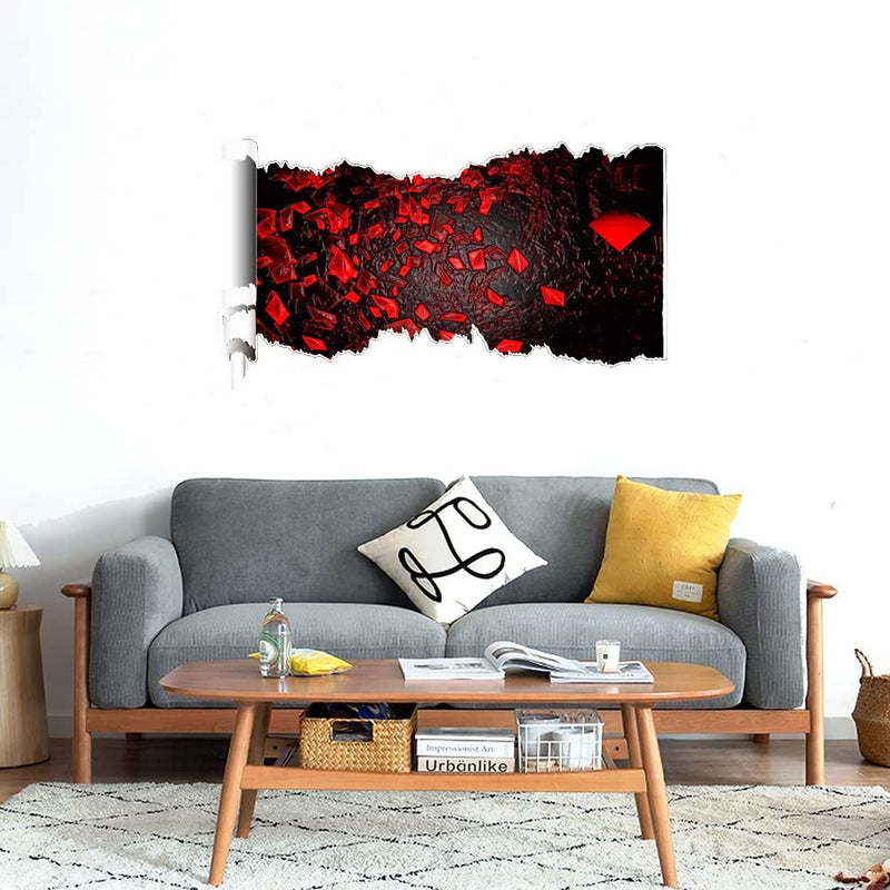 GADGETS WRAP Printed Wall Decal Sticker Scratched Paper Style Wall Decal (90cm x 50cm) - RED QUARE Flames