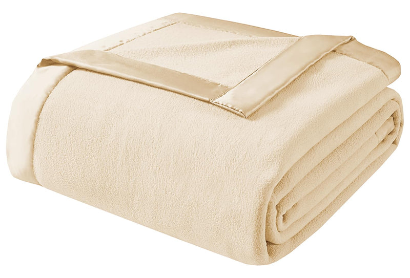 BSB HOME® True North Luxury Micro Fleece Blanket for Single Bed (60 x 86 inches) |Ultrasoft & Lightweight Antipilling Blanket with Satin Piping Border - 250 GSM |Double - 152x220 cms|Beige