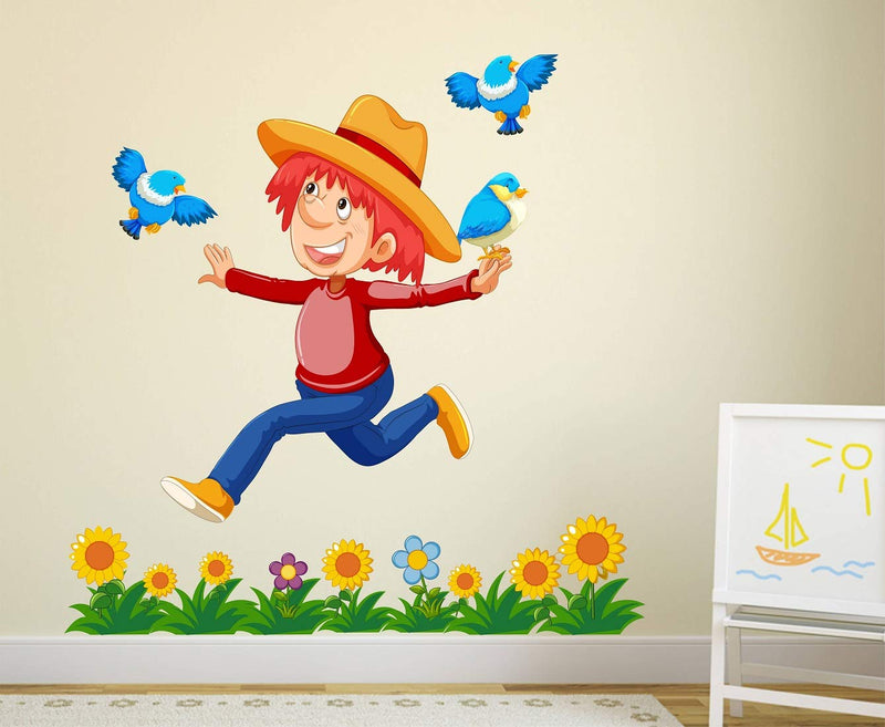 Tuffuk Happy Boy Large Vinyl Wallstickers for Home Decorations(70 cm x 70 cm)5TZ197