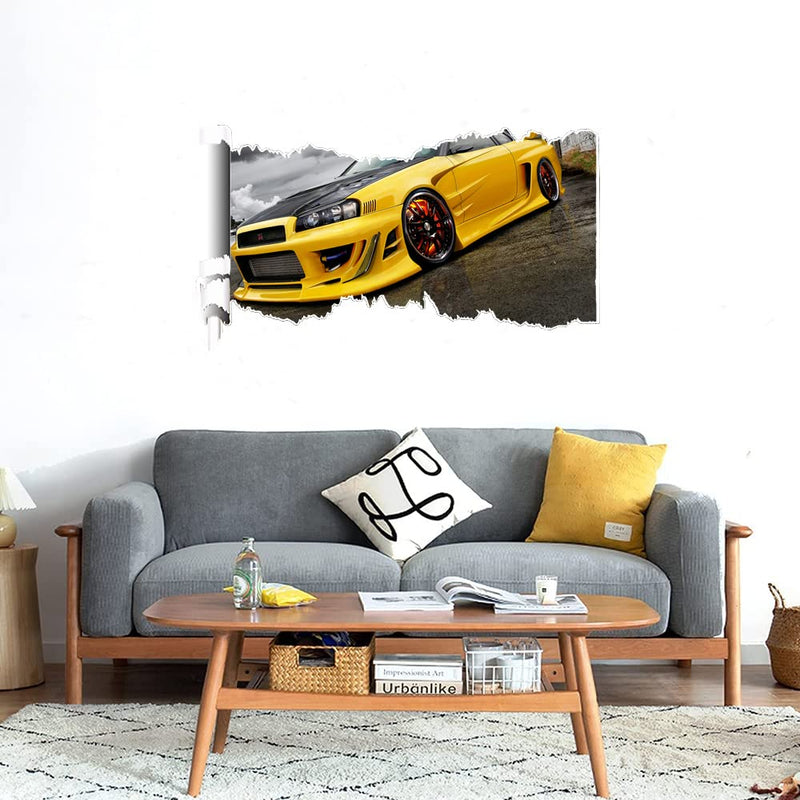 GADGETS WRAP Printed Wall Decal Sticker Scratched Paper Style Wall Decal (90cm x 50cm) - Yellow Custom Car