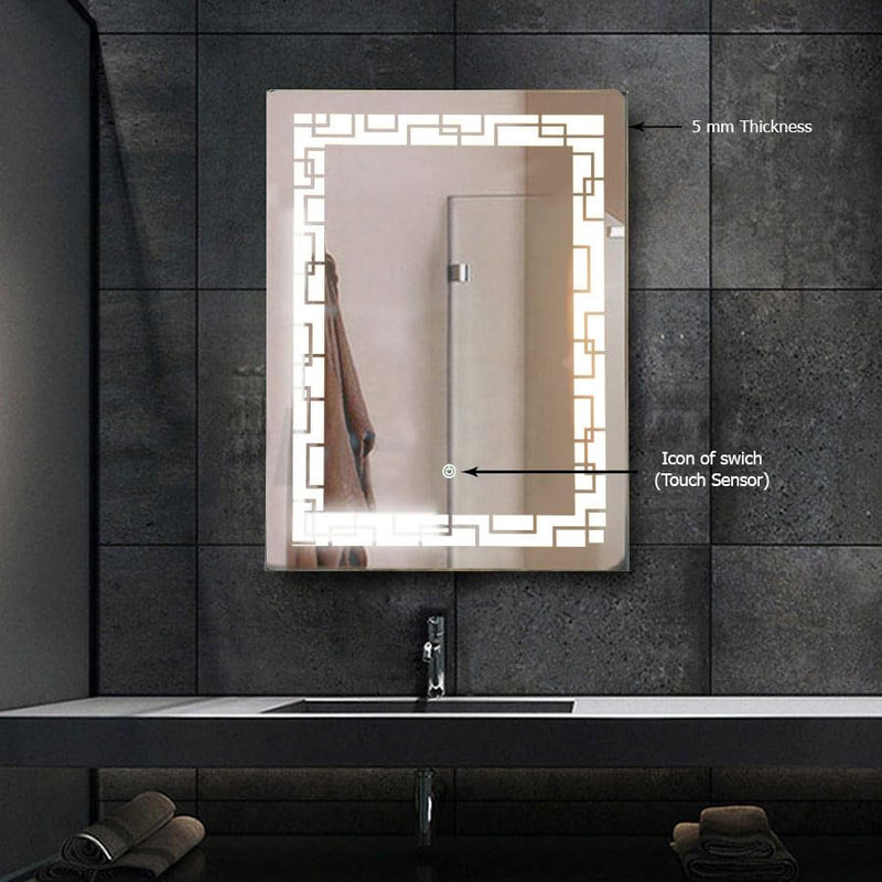 TINITALO Rectangular LED Mirror for Bathroom with Back Light, Touch Sensor, and 3 Light Effects (LED-TIN-1, 18 x 36 Inch)