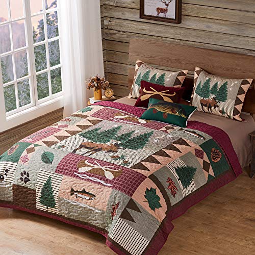 Greenland Home Moose Lodge Quilt Set, Queen, Natural