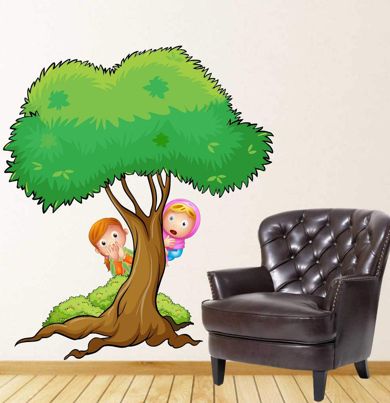 Tuffuk Tree with Kids Large Vinyl Wallstickers for Home Decorations(60 cm x 70 cm)5TZ0168