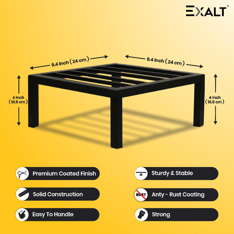 EXALT® Metal Plant Stand For Pots Square Plant Stand For Balcony Pot Stand For Indoor/Outdoor Plants of Heavy Pots Gamla Stand (2 Pcs)