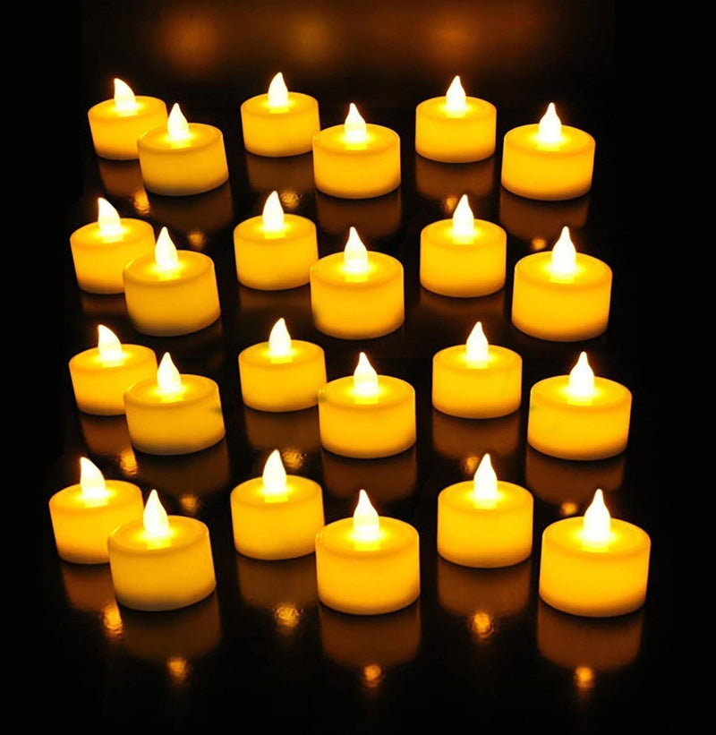 Surat Dream Set of 24 Flameless LED Candles Diya Diwali Lights for Home Decorations (Yellow)