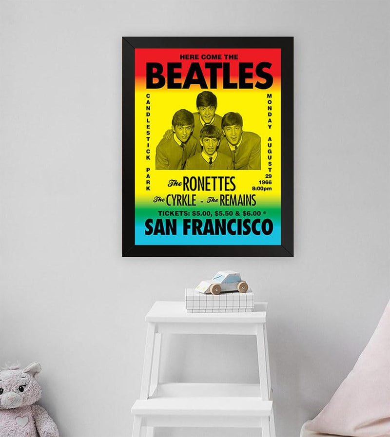 GADGETS WRAP Printed Photo Frame Matte Painting for Home Office Studio Living Room Decoration (11x17inch Black Framed) - Beatles