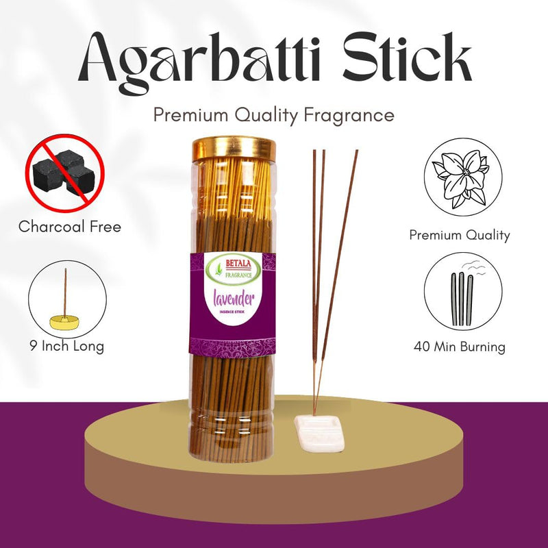 Betala Fragrance 4 in 1 Flavour Agarbatti for Pooja, 4 Packs of 100 Gm Incense Sticks (60 Batti in Each) (Chandan, Gulab, Jasmine, Lavender)