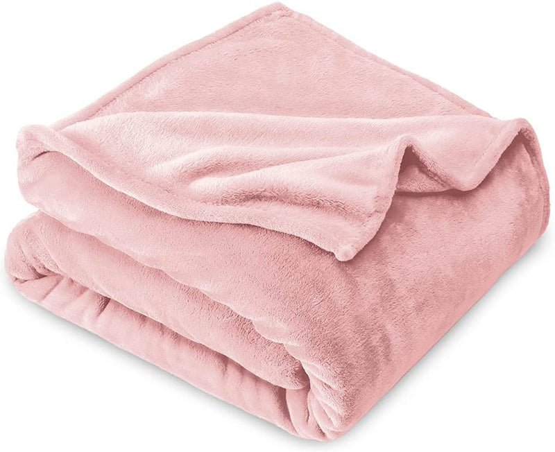 BSB HOME® Premium Plush Double Blanket | 300 GSM Lightweight Cozy Soft for Bed, Sofa, Couch, Travel & Camping| 220x230 cm or 86x90 inches | Pink