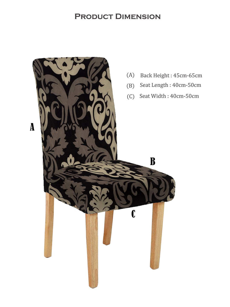 Cortina Dining Chair Slipcover | Protection Chair Cover | Damask Print, Removable, Washable | Universal Fit Soft Stretchy Polyester Spandex | Hotel, Marriage, Wedding | Pack of 6, Black Brown