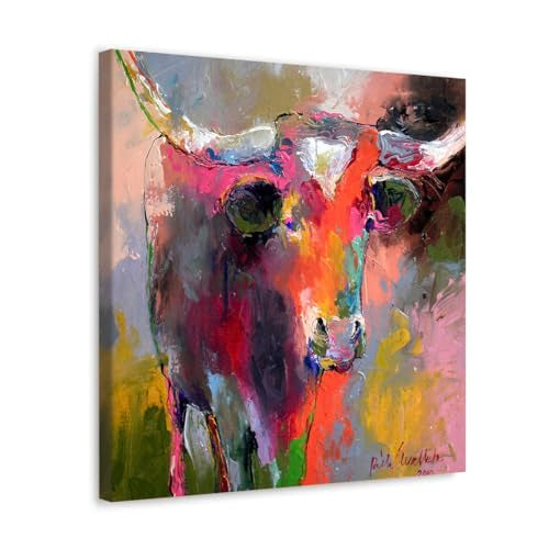 GADGETS WRAP Canvas Gallery Wrap Framed for Home Office Studio Living Room Decoration (17x17inch) - Texas Longhorn (2)