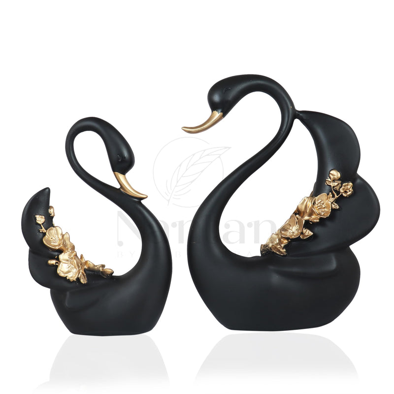 nantan Decorative Love Bird Showpiece Idol, Perfect for Home décor & Gift (Swan_Black)