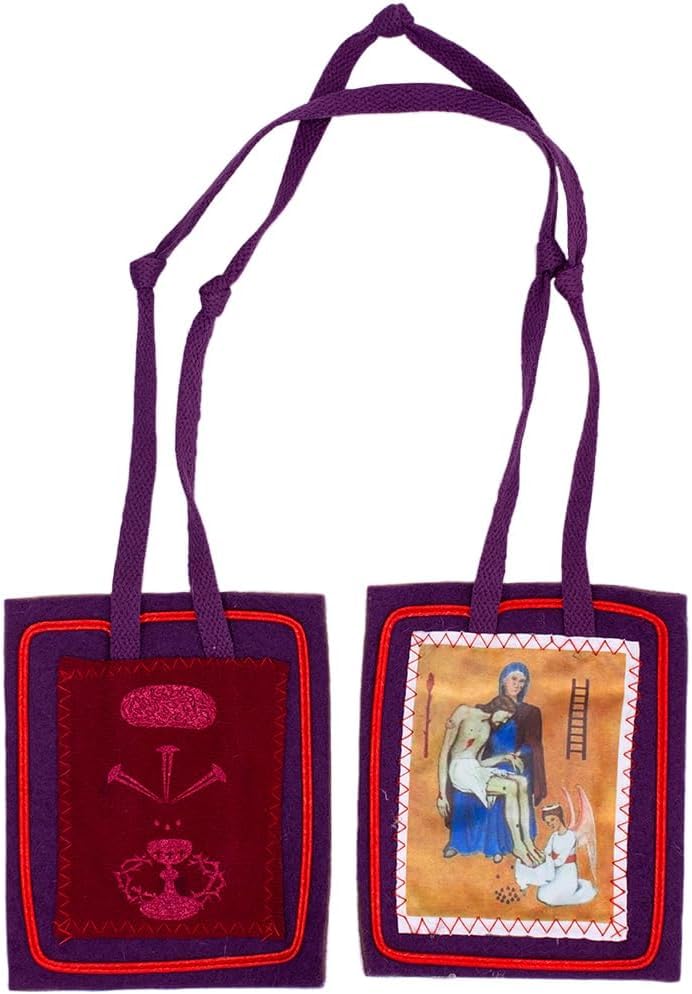 51% Beeswax Candle and Purple Home Scapular | 3 Days of Darkness | Catholic Spirituality | Divine Protection | Blessed Anna Maria Taigi and Marie-Julie Jahenny