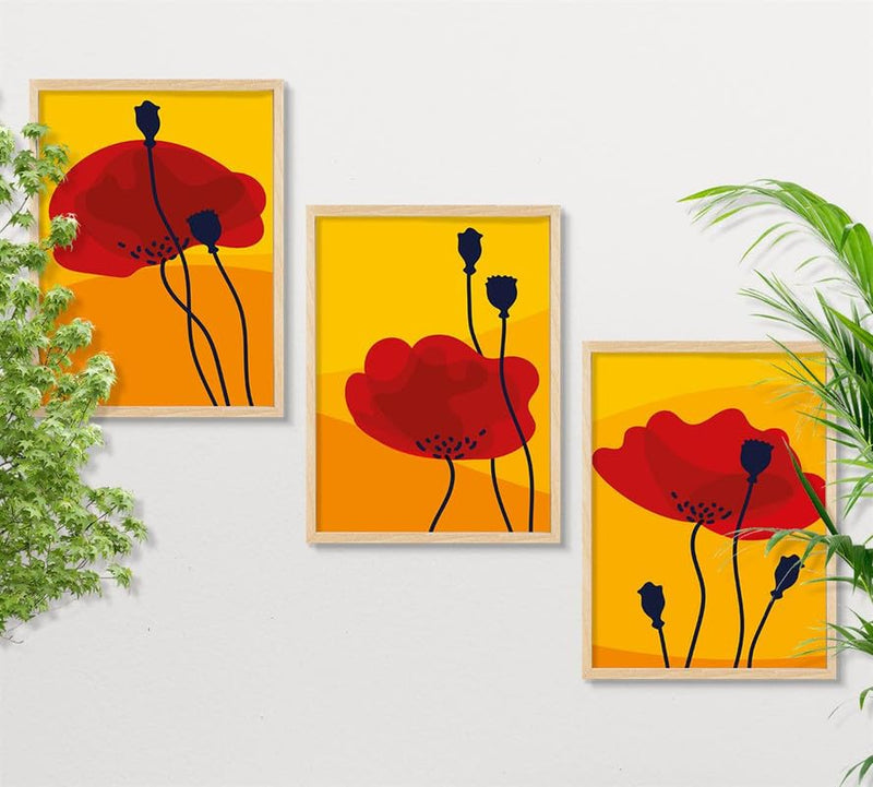 SAF paintings Set of 3 Modern Art White Frame painting for Wall Decoration OL-B311M3