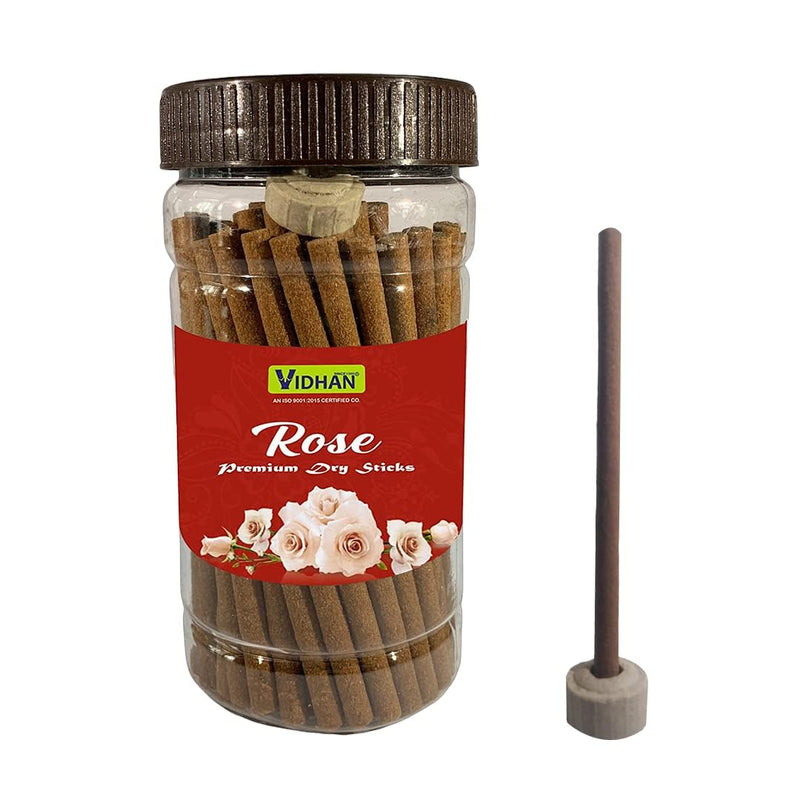 V, VIDHAN Dhoop Sticks Premium Jar 3X100Gm | No Bamboo | No Charcoal | Pooja Dhoop Sticks Rose Mogra Sandal Guggal Loban Aroma Pineapple Rudrkash Lilly Pack Of 3 Jar (Mograsandalrose)