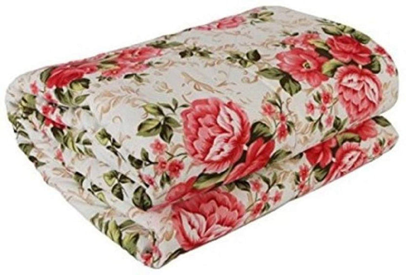 J Shree Kids Design Print Single Bed Reversible AC Blanket | Dohar | Quilt | Comforter | Duvet Multicolor (Pink Flower)