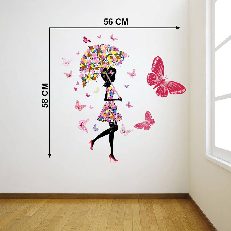 Delight Art Happy Walls Fairy with Butterflies Design Wall Sticker Size - ( 56*58 ) cm Model id - ( DAMC00635L )