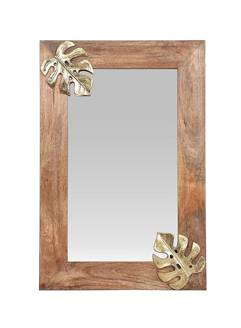 WILDWOOD Mango Wood Wall Mirror | Wall Frame Mirror | Wall Hanging | Mounted | Only Frame with Out Mirror (36"x24")(Brown)