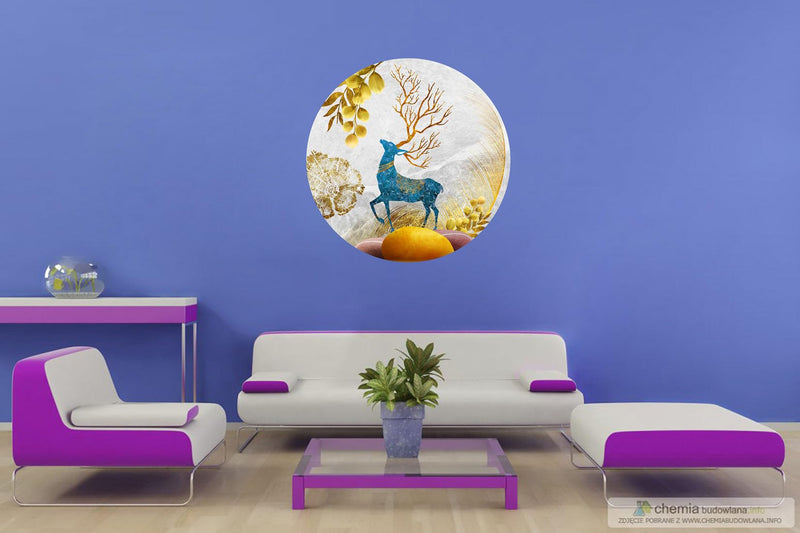 Merical Deer in Circle Left| Size 48 X 48Cms | Wall Stickers for Home, Hall, Bedroom, Kitchen and Living Room