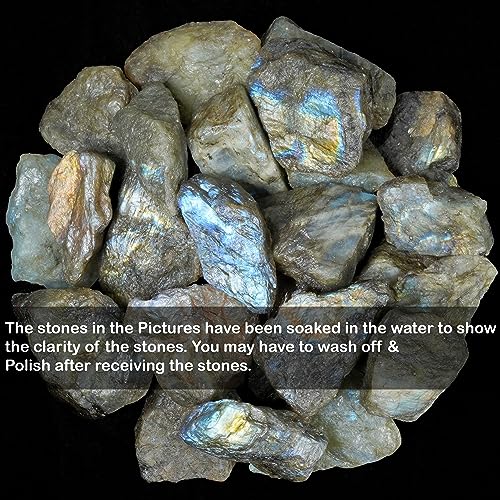 Zaicus Labradorite Rough Stone - Raw Stones and Crystals Bulk for Tumbling, Jewelry Making, Cabbing, Lapidary, Fountain Rocks, Decoration, Wire Wrapping, Reiki Crystal (500 Gram)