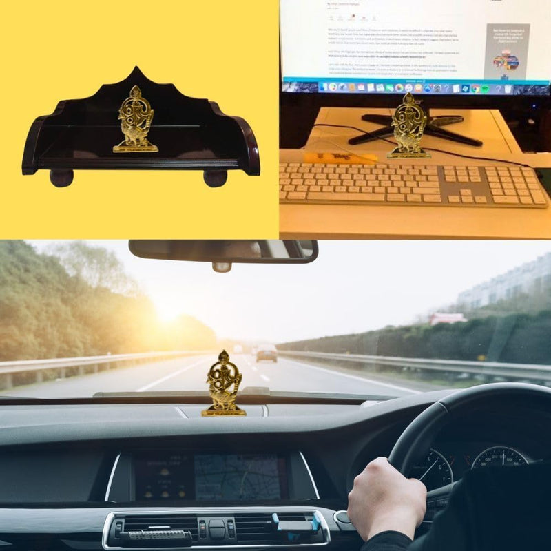 Leo Traders OM Vel with Peacock Miniature for Gift/Car Dashboard/Home/Office Decor | Murugan Vel 7 cm (Gold)