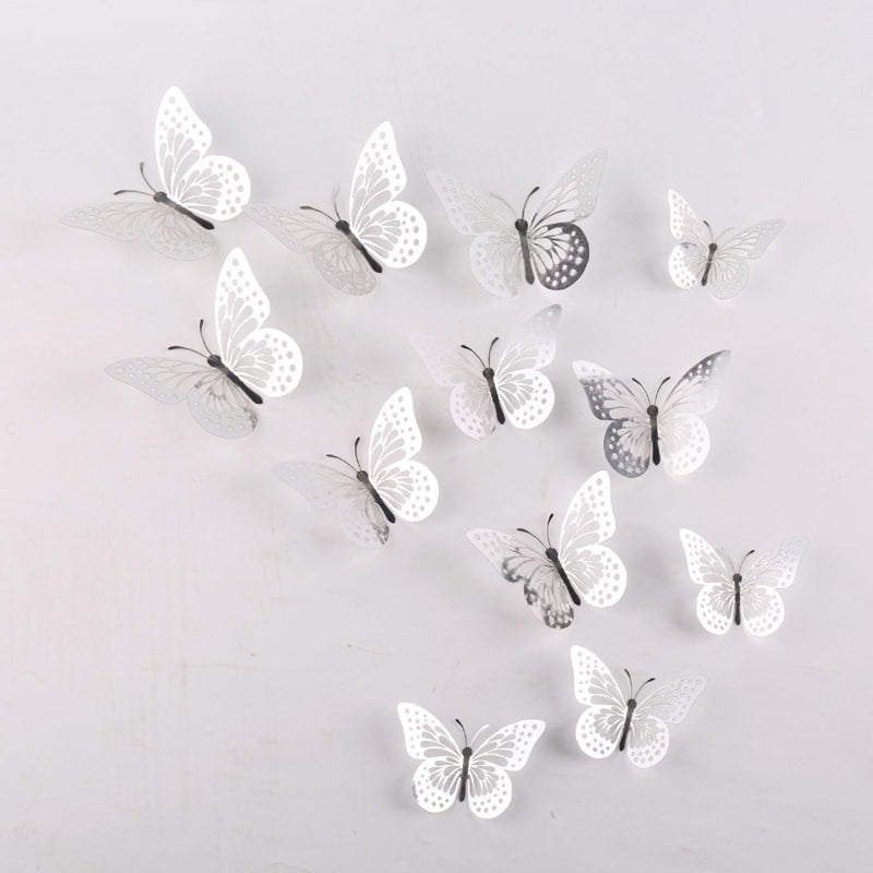 JAAMSO ROYALS Rose Gold 3D Butterfly Home Decor Wall Sticker (Set of 12, Pack of 1)