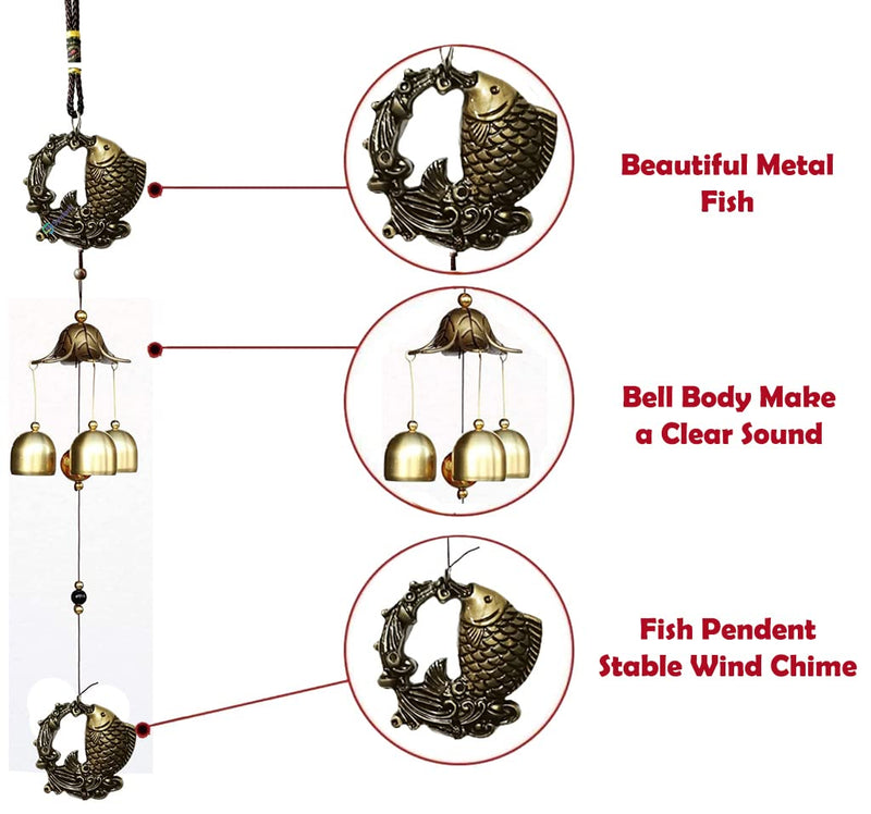 Synlark Metal Wind Chimes for Home Balcony Garden Positive Energy, Home Decor Hanging Long Brass Bells with Good Sound