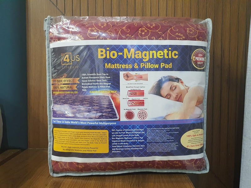 Bio Magnetic Mattress Topper/Pad Maroon (6x6 feet) & with 2 Pillow Pad Magnetic Therapy