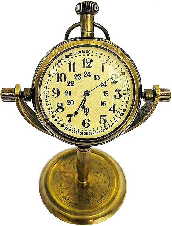 ALI NAUTICAL Antique Brass Rounded Shape Table Top Clock for Home Office Study Living Room Decor Gift Item