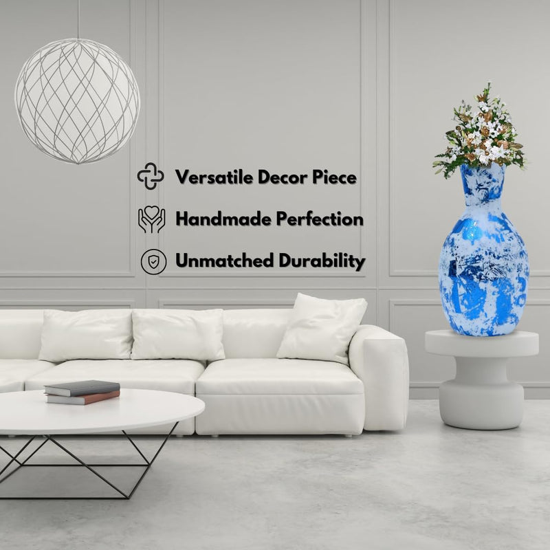 Amaze Shine Unbreakable Flower Vase Modern Metallic For Home And Decor Handmade Flower Vase (Blue Flower Vase)