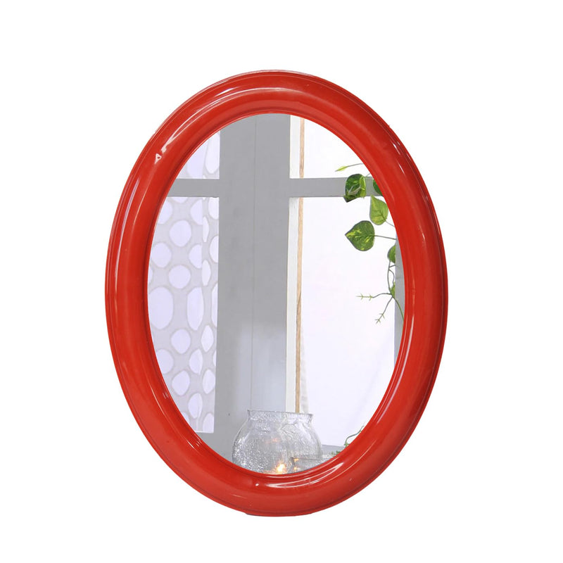 Confidence Light Weighted Oval Shape Glass Mirror for Bathroom and Dressing Room (Red)