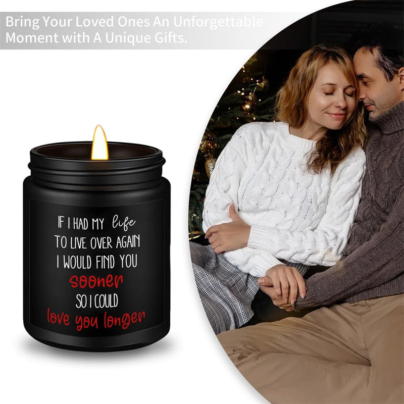 Valentines Day Gifts for Boyfriend from Girlfriend Love Candle Funny Gifts for Husband from Wife - 7 Oz Lavender Scented Soy Canle - Romantic Birthday Anniversary Presents for Him Men