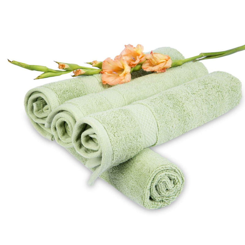 DIVINE OVERSEAS Double Ply Cotton Yarn, Soft, Quick-Dry, GSM 600 Hand Towel Set (Pack of 4, Sage Green)